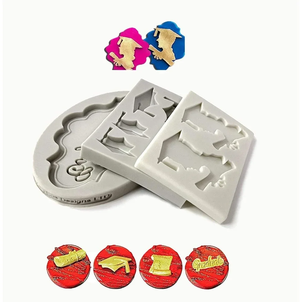 3pc Graduation Silicone Molds Congratulations Cap Diploma Fondant Resin Decor